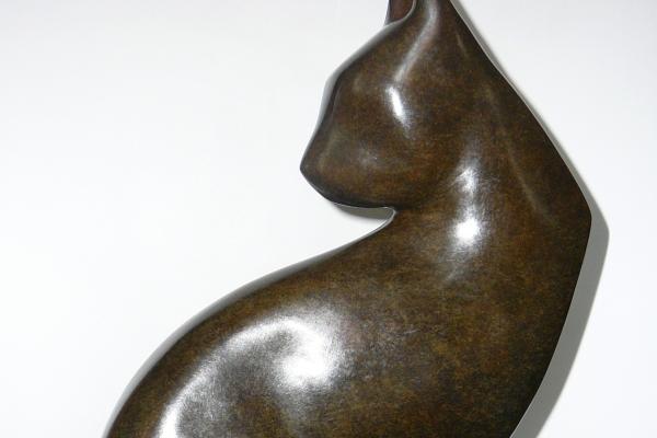 "Chat" bronze patine marron